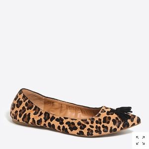 J. Crew Leopard Print Calf Hair Tassel Flats